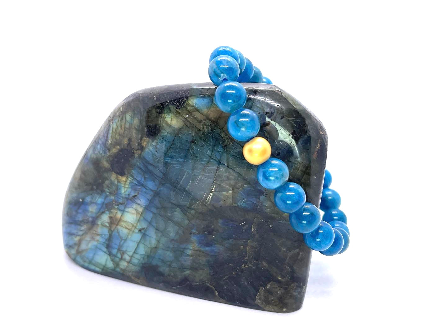 Blue Apatite w/ Gold Ball