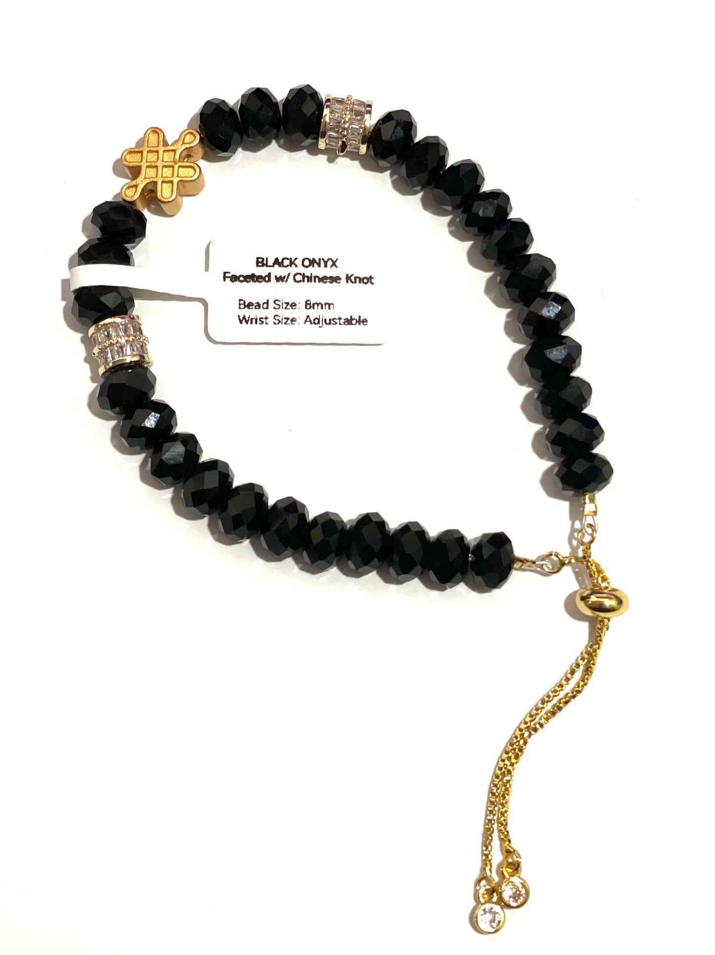 Black Onyx w/ Gold Chinese Knot